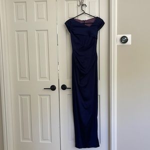 Talbot Runhof midnight blue gown with back slit